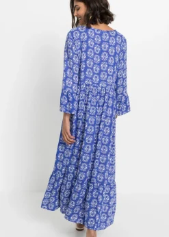 bonprix bonprix Vestido con aspecto de craftán Azul gema estampado Outlet