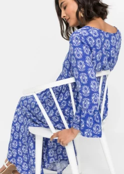 bonprix bonprix Vestido con aspecto de craftán Azul gema estampado Outlet