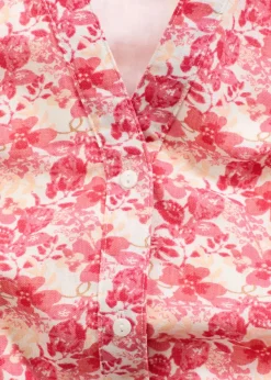 bonprix bonprix Vestido con aspecto de lino blanco lana-rosa caliente Online