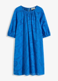 bonprix bonprix Vestido con bordado calado azul glaciar Clearance