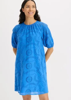 bonprix bonprix Vestido con bordado calado azul glaciar Clearance