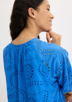 bonprix bonprix Vestido con bordado calado azul glaciar Clearance