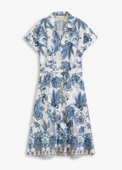 bonprix bonprix Vestido con cinta para anudar crudo/azul pálido/azul marino/camel/azul mate Sale