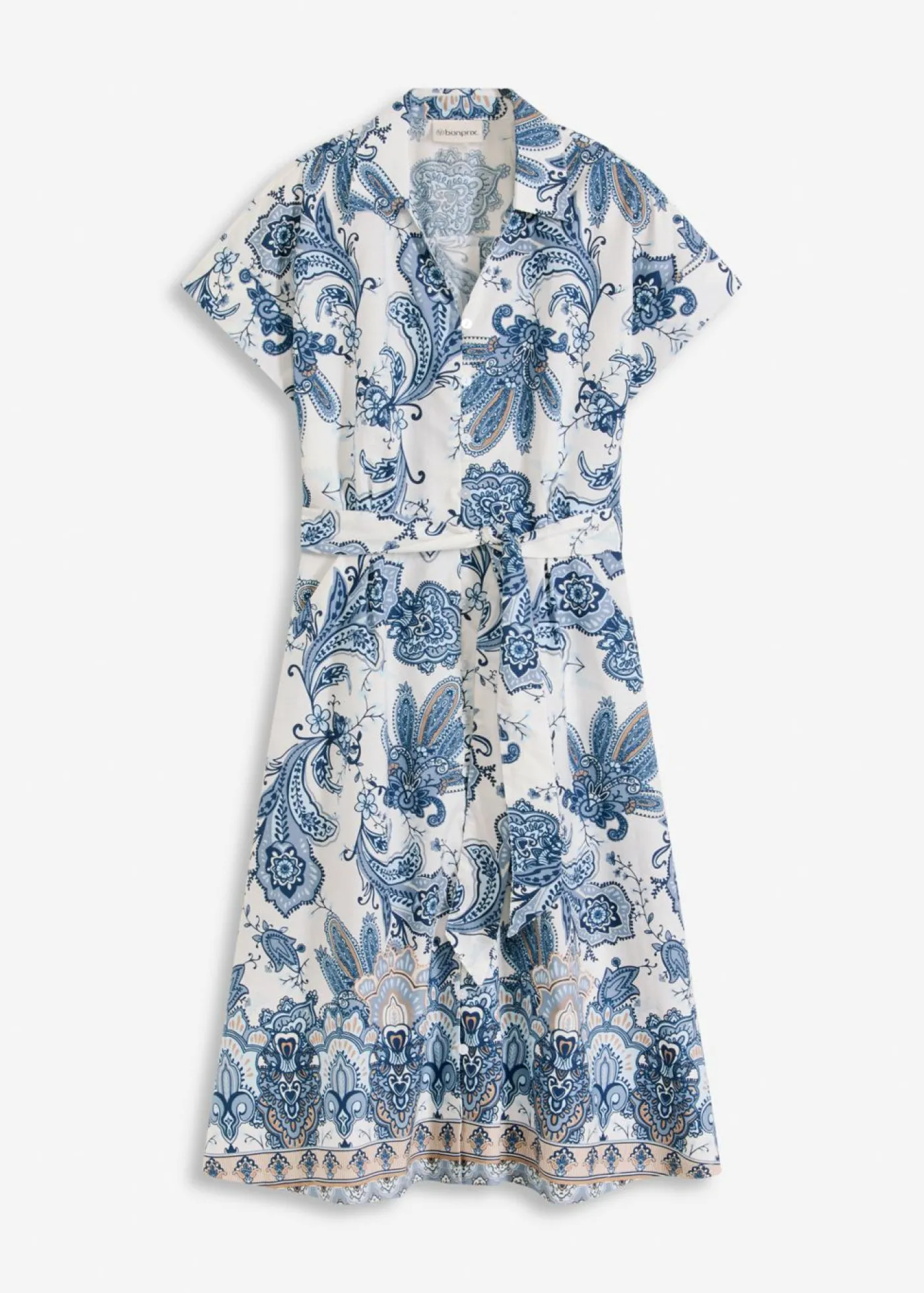 bonprix bonprix Vestido con cinta para anudar crudo/azul pálido/azul marino/camel/azul mate Sale
