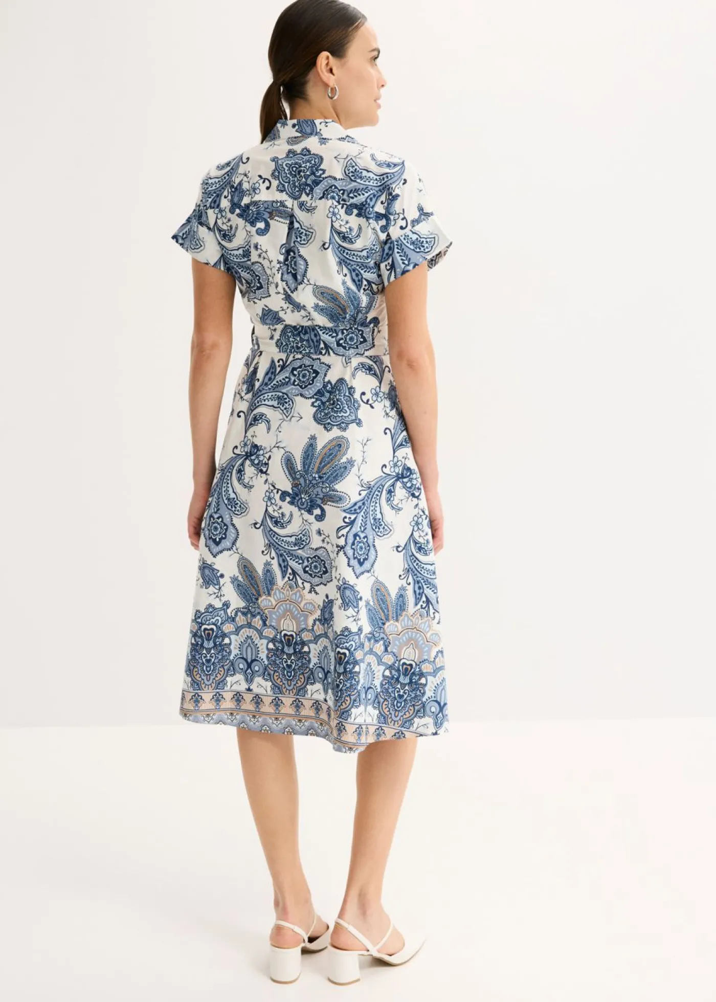 bonprix bonprix Vestido con cinta para anudar crudo/azul pálido/azul marino/camel/azul mate Sale