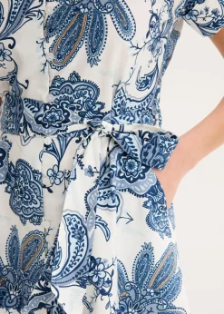 bonprix bonprix Vestido con cinta para anudar crudo/azul pálido/azul marino/camel/azul mate Sale