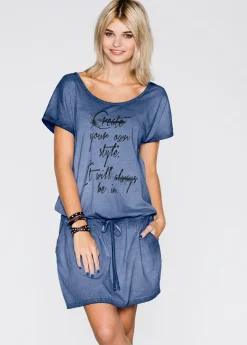 bonprix bonprix Vestido con cintura caída azul gastado New