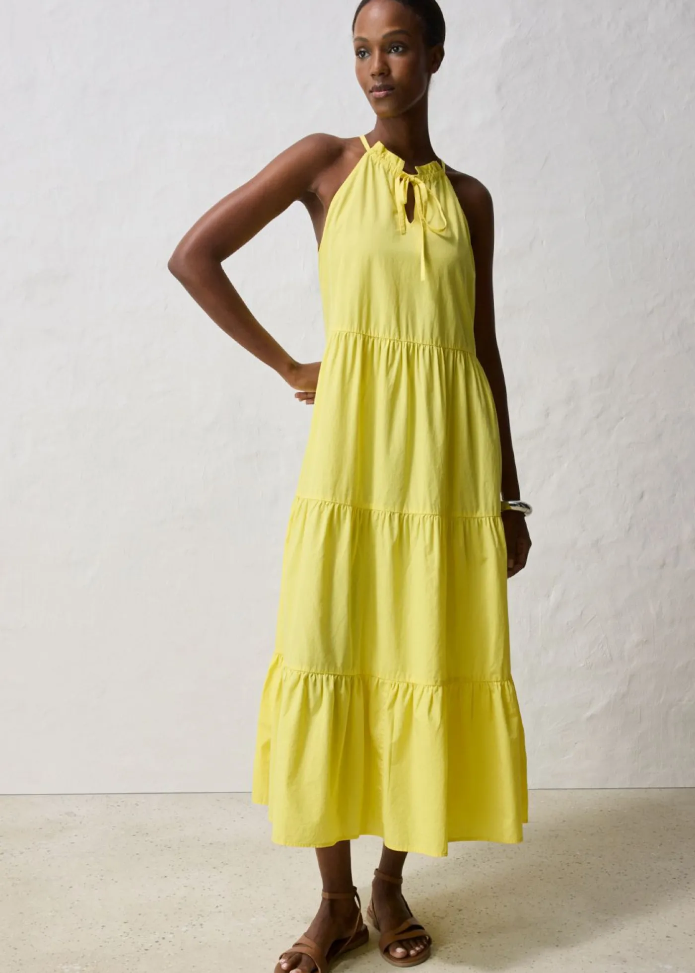 bonprix bonprix Vestido con contenido de seda Amarillo suave New
