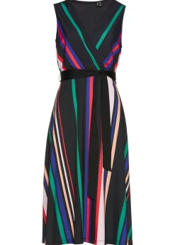 bonprix bonprix Vestido con cordón Negro-multicolor de rayas Clearance