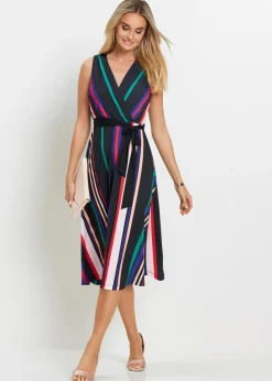 bonprix bonprix Vestido con cordón Negro-multicolor de rayas Clearance