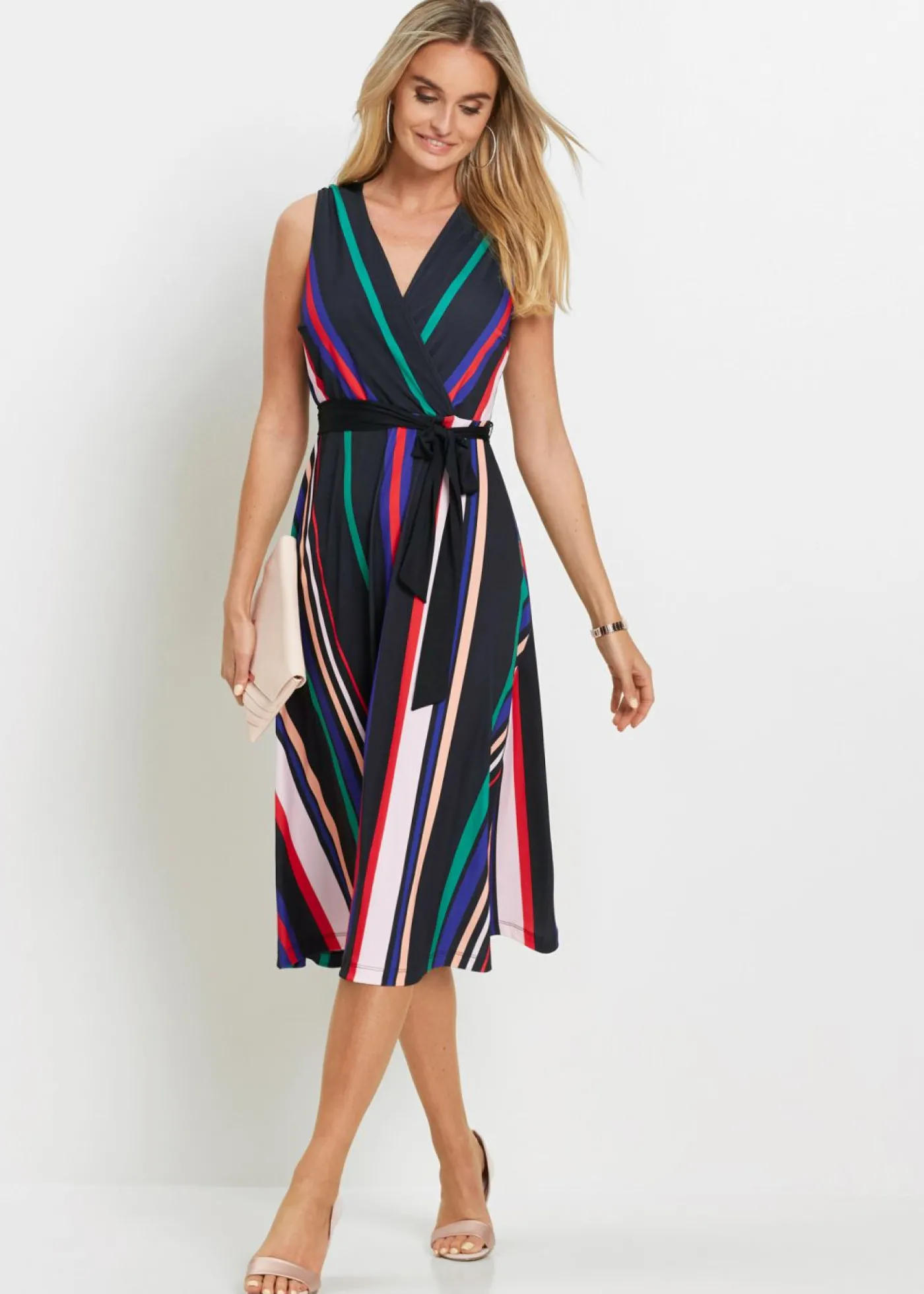 bonprix bonprix Vestido con cordón Negro-multicolor de rayas Best