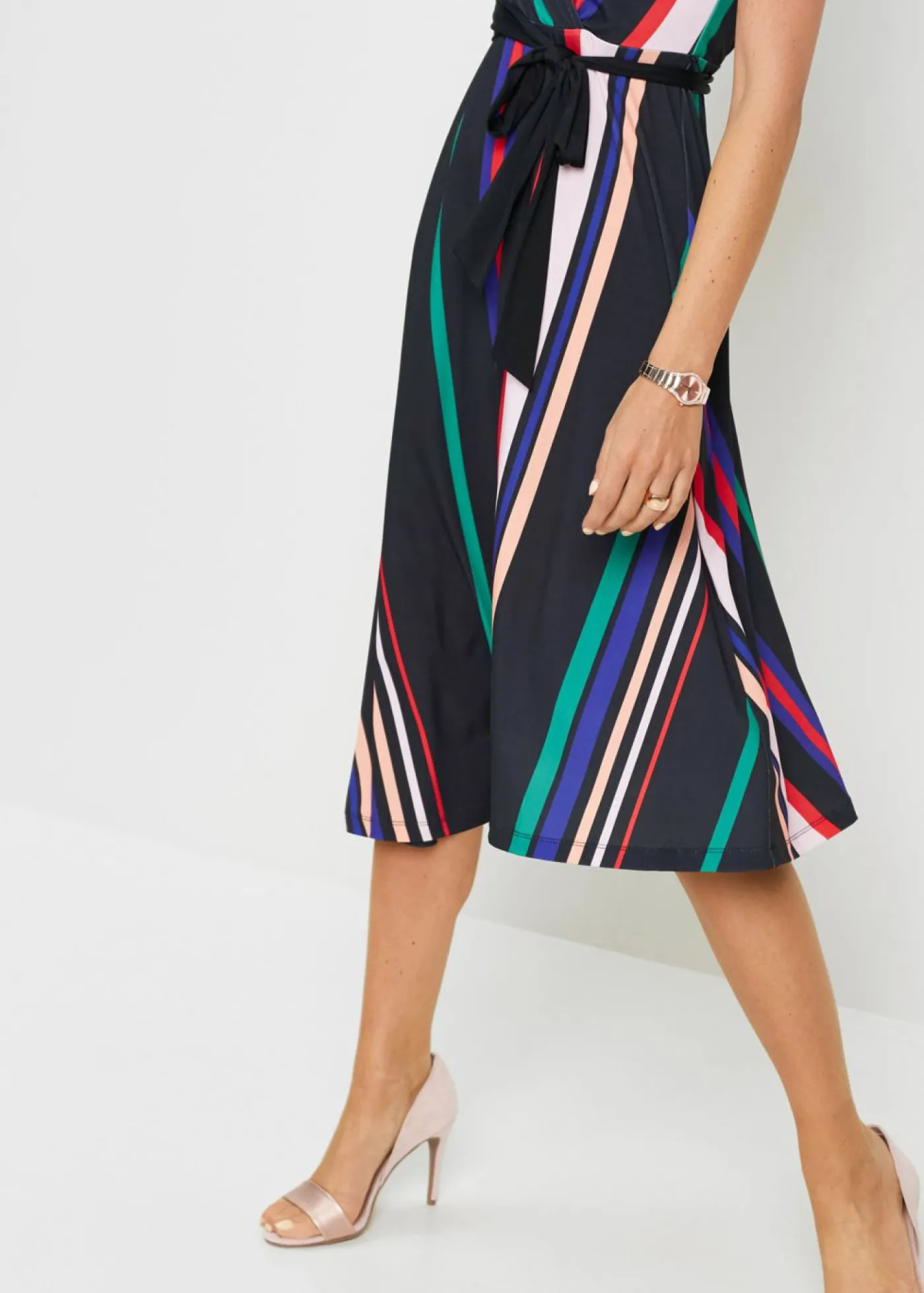 bonprix bonprix Vestido con cordón Negro-multicolor de rayas Best