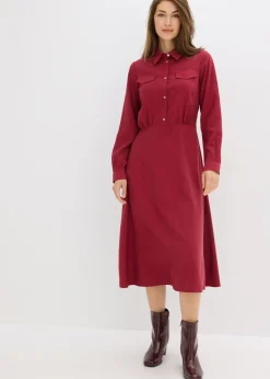 bonprix bonprix Vestido con cuello de camisa Rojo Sale