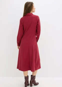 bonprix bonprix Vestido con cuello de camisa Rojo Sale