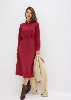 bonprix bonprix Vestido con cuello de camisa Rojo Sale