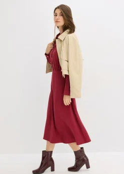 bonprix bonprix Vestido con cuello de camisa Rojo Sale