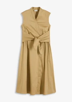 bonprix bonprix Vestido con detalle de cordón Marrón caqui Discount