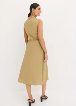 bonprix bonprix Vestido con detalle de cordón Marrón caqui Discount