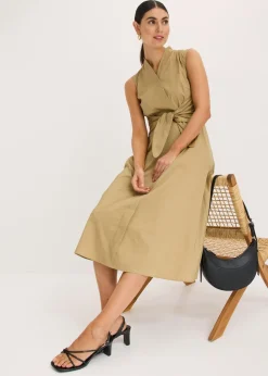 bonprix bonprix Vestido con detalle de cordón Marrón caqui Discount