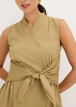 bonprix bonprix Vestido con detalle de cordón Marrón caqui Discount