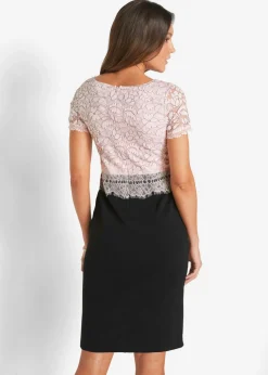 bonprix bonprix Vestido con encaje negro - rosa pálido Hot