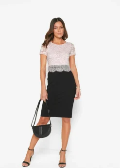 bonprix bonprix Vestido con encaje negro - rosa pálido Hot