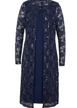 bonprix bonprix Vestido con encaje (2 piezas) Azul marino Sale