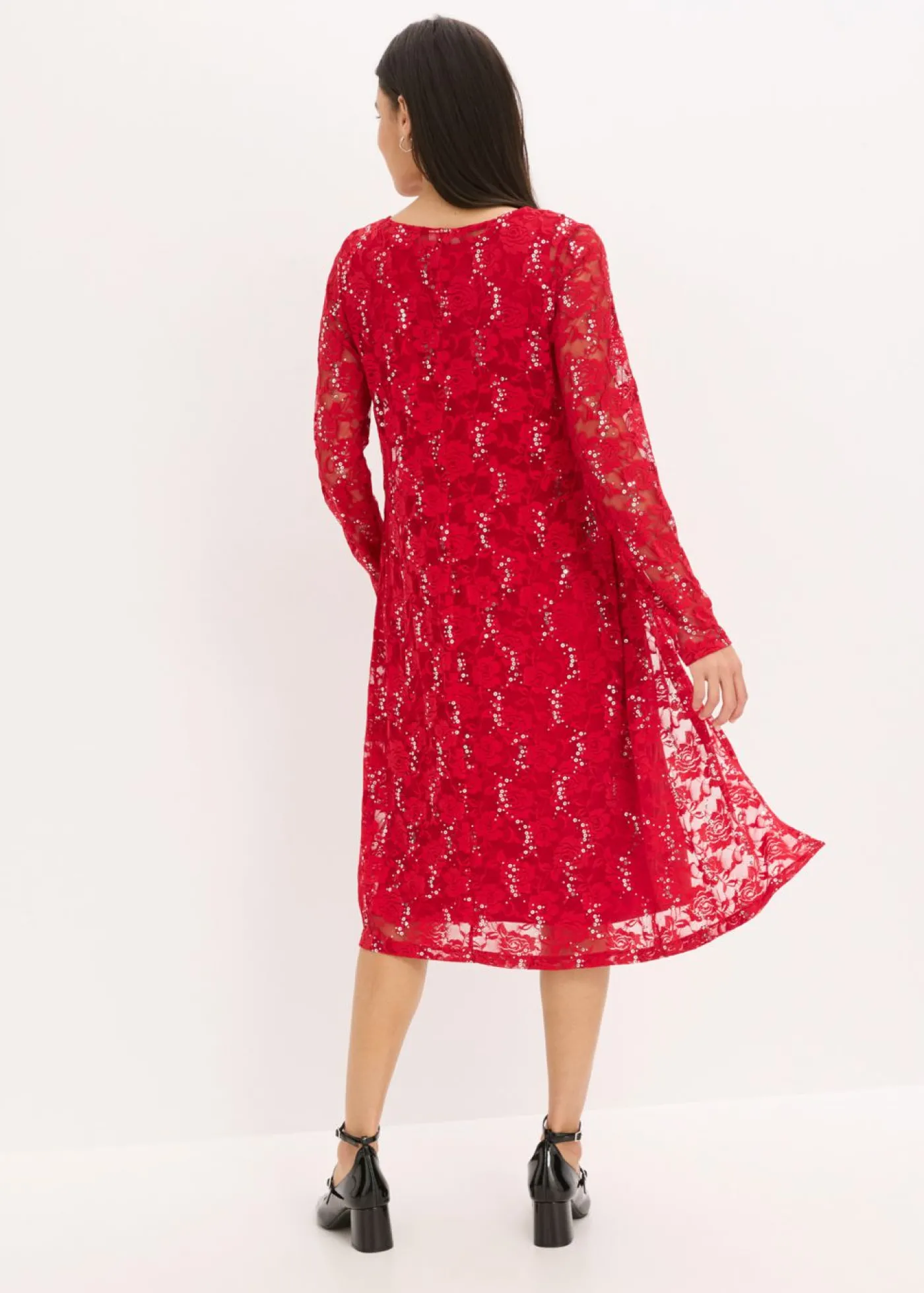 bonprix bonprix Vestido con encaje (2 piezas) Rojo oscuro Clearance