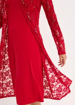 bonprix bonprix Vestido con encaje (2 piezas) Rojo oscuro Clearance