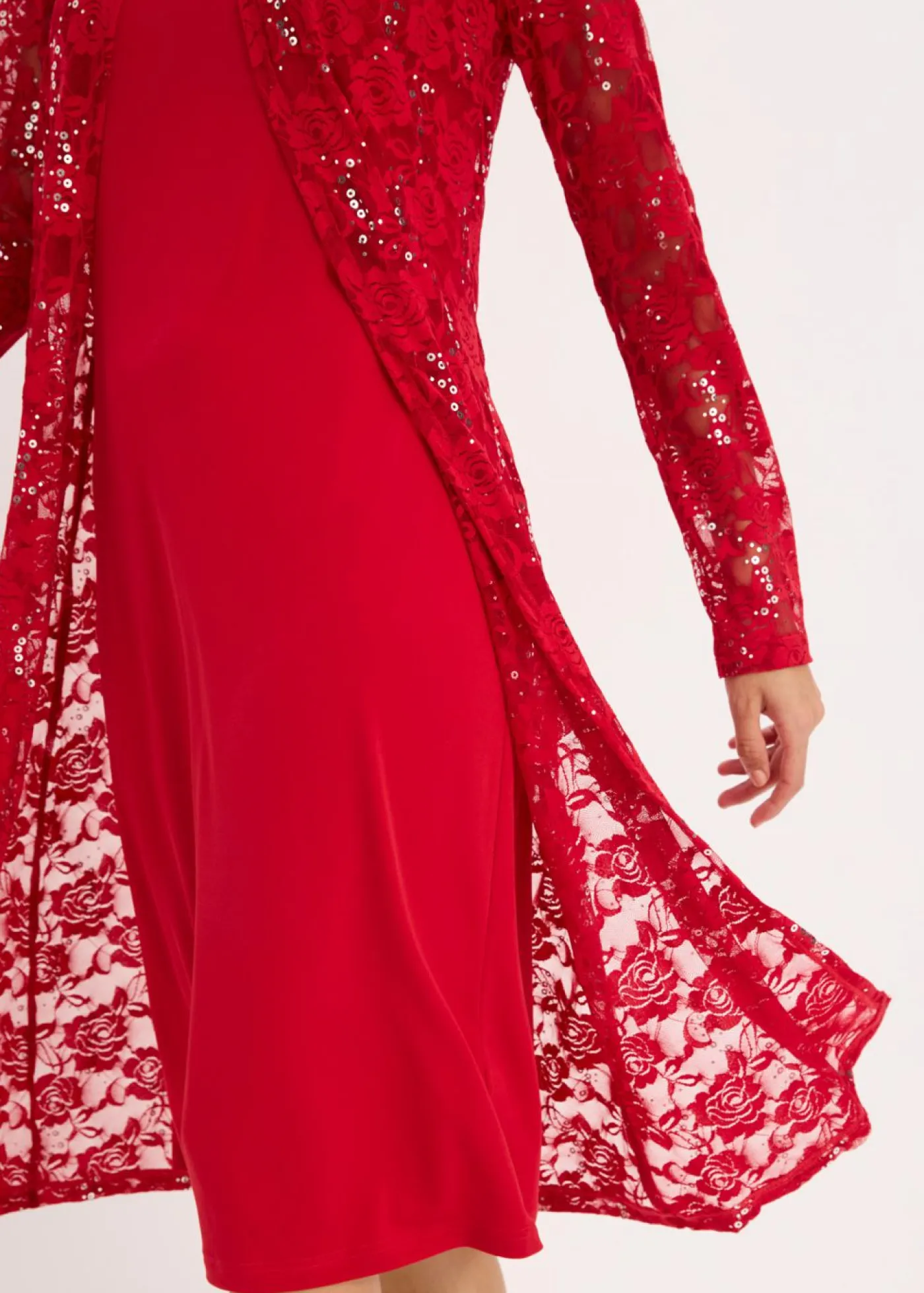 bonprix bonprix Vestido con encaje (2 piezas) Rojo oscuro Clearance