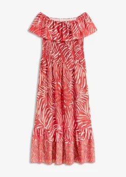 bonprix bonprix Vestido con escote bañera Rojo-blanco Online