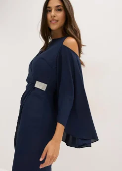 bonprix bonprix Vestido con escote bañera Azul marino Outlet