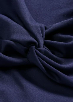 bonprix bonprix Vestido con escote bañera y detalle de nudo Azul marino-blanco New