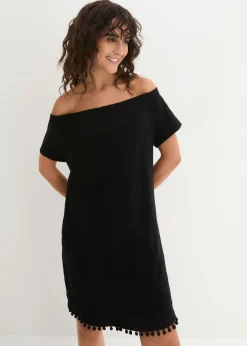 bonprix bonprix Vestido con escote bañera de punto Negro Best