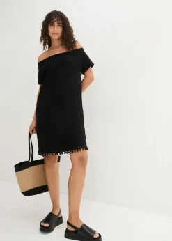 bonprix bonprix Vestido con escote bañera de punto Negro Best