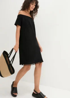 bonprix bonprix Vestido con escote bañera de punto Negro Best