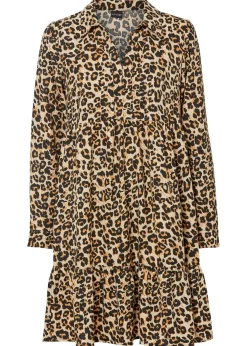 bonprix bonprix Vestido con estampado animal Beige tiza-marrón con estampado de leopardo New