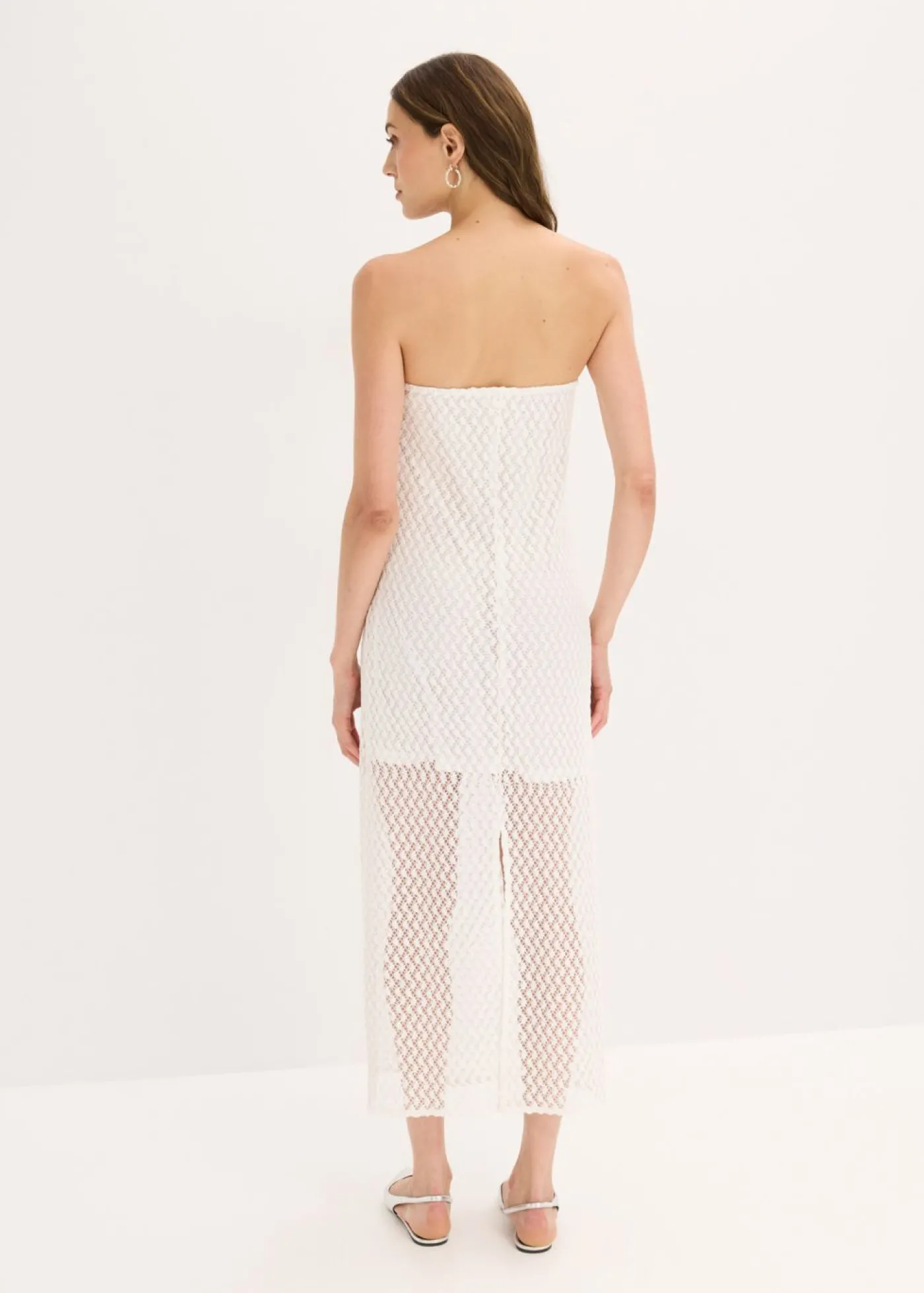 bonprix bonprix Vestido con hombros al descubierto y encaje Blanco Best