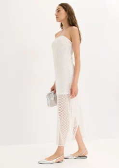 bonprix bonprix Vestido con hombros al descubierto y encaje Blanco Best