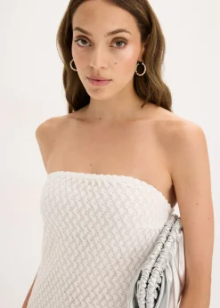 bonprix bonprix Vestido con hombros al descubierto y encaje Blanco Best