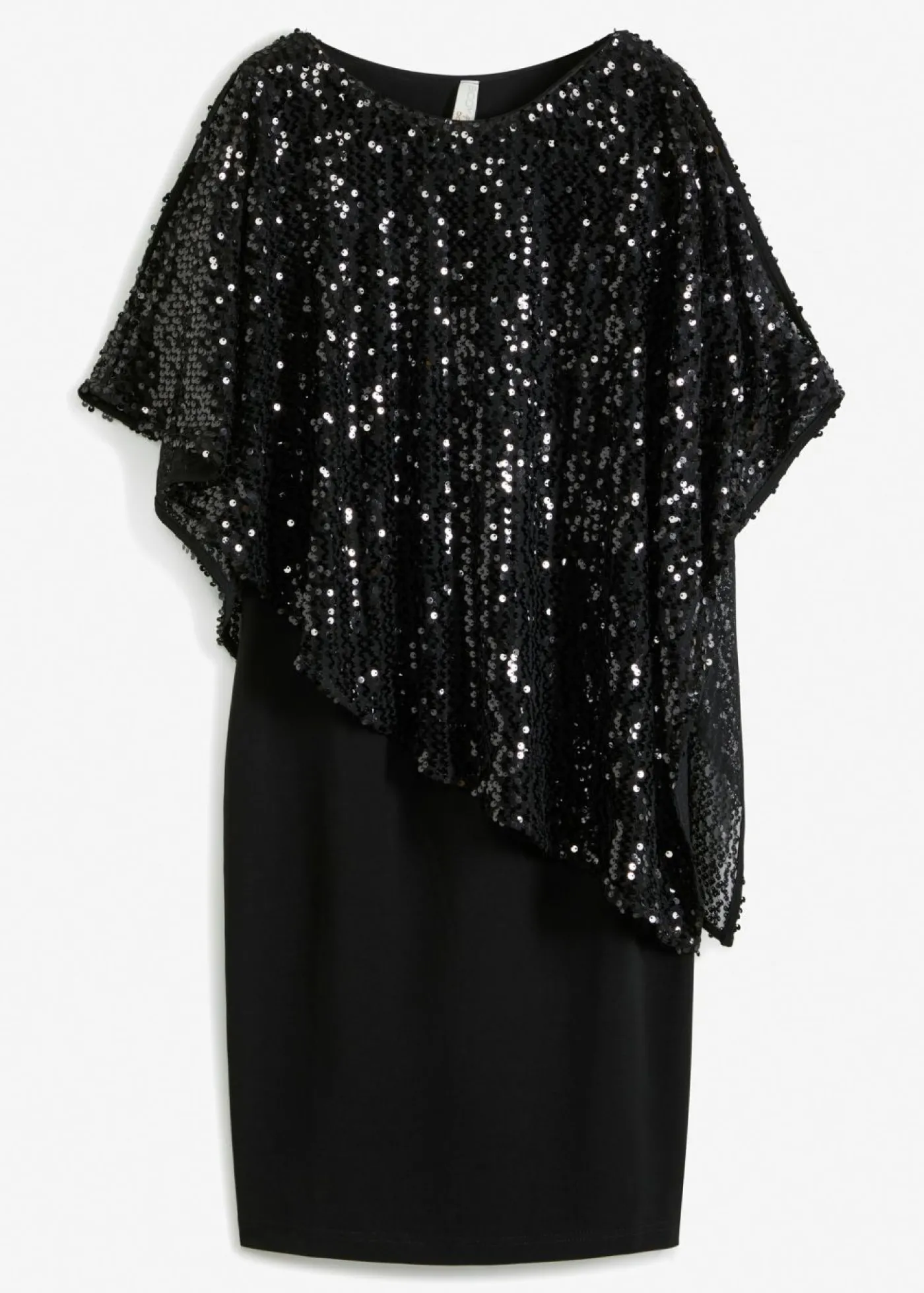 bonprix bonprix Vestido con hombros al descubierto y lentejuelas Negro Hot