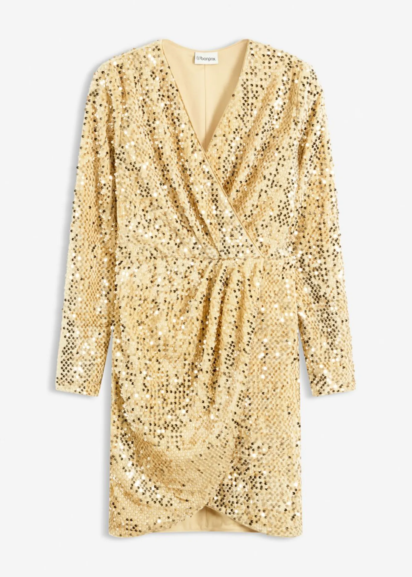 bonprix bonprix Vestido con lentejuelas de terciopelo suave Oro Sale