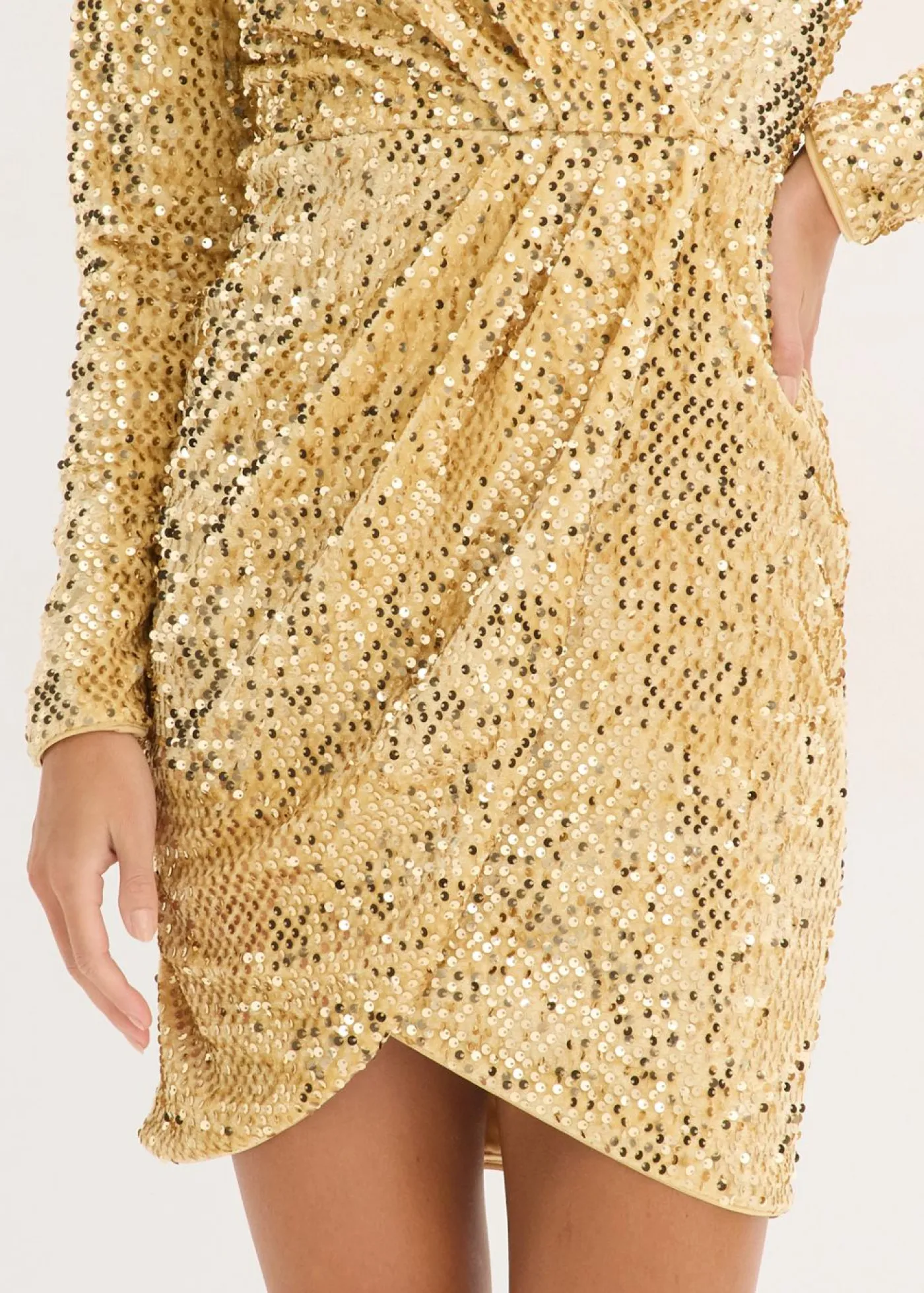bonprix bonprix Vestido con lentejuelas de terciopelo suave Oro Sale