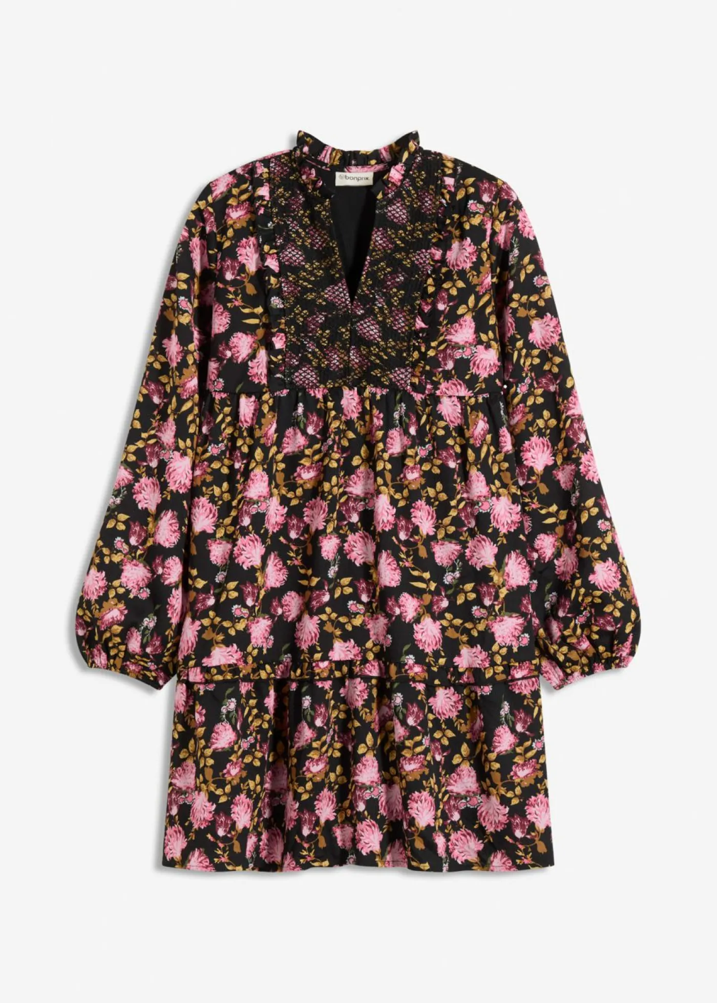 bonprix bonprix Vestido corto Negro con flores Sale
