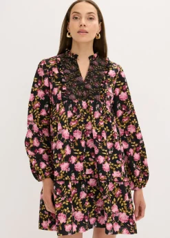 bonprix bonprix Vestido corto Negro con flores Sale