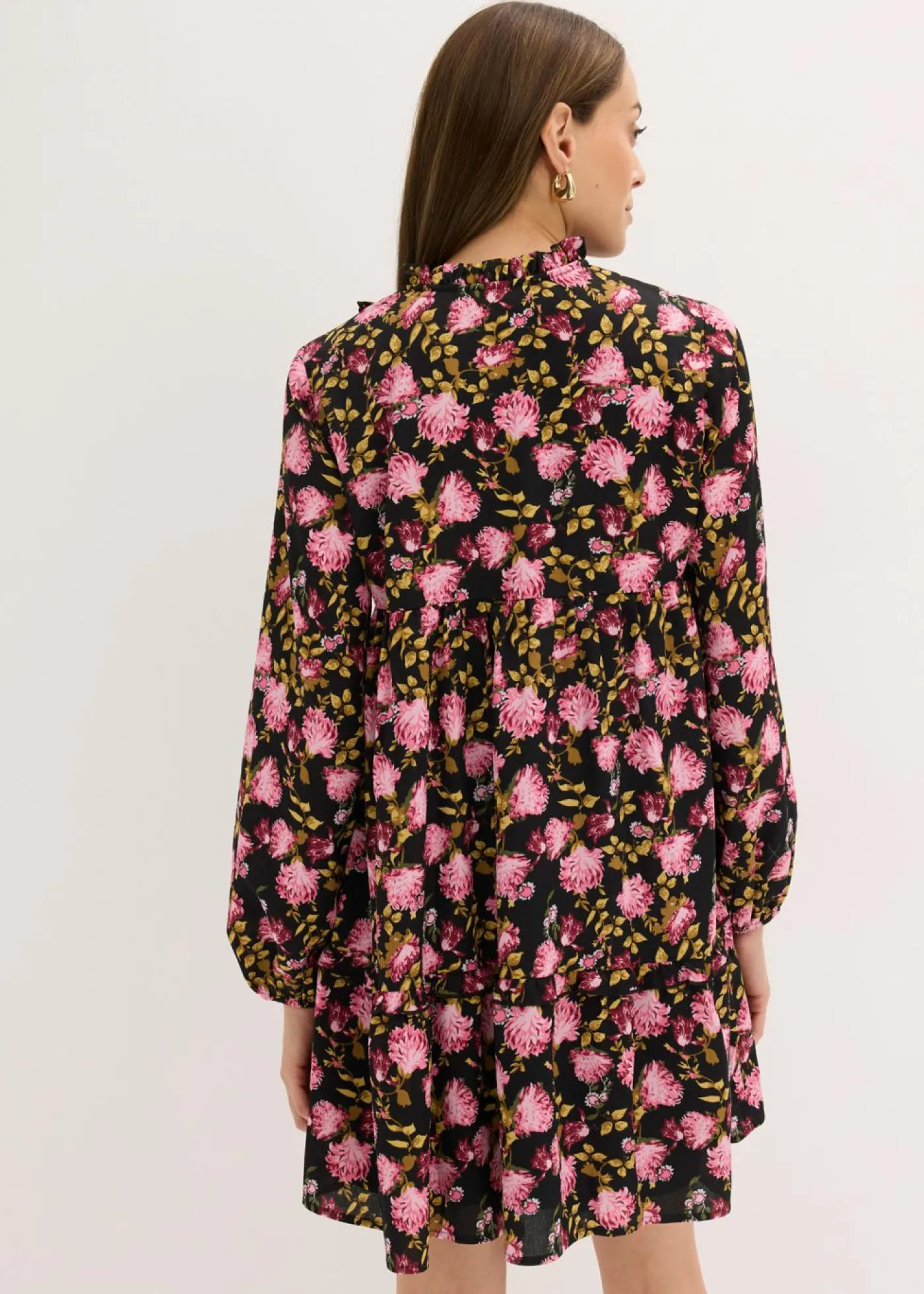 bonprix bonprix Vestido corto Negro con flores Sale