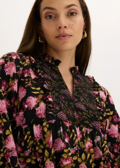 bonprix bonprix Vestido corto Negro con flores Sale