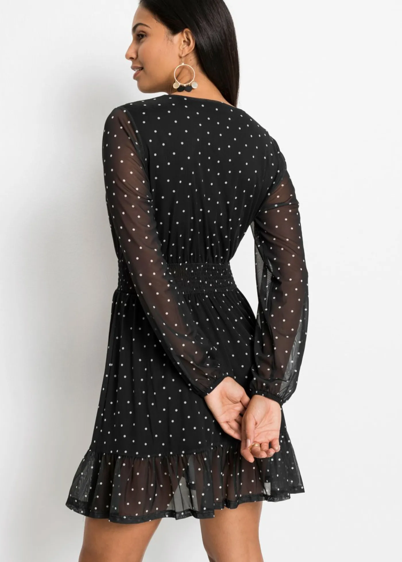 bonprix bonprix Vestido corto negro / crema suave topos Clearance