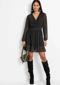 bonprix bonprix Vestido corto negro / crema suave topos Clearance