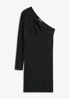 bonprix bonprix Vestido corto con corte entallado Negro-plata Outlet